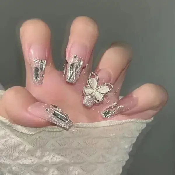 24pcs Wearable Pink Press On Fake Nails