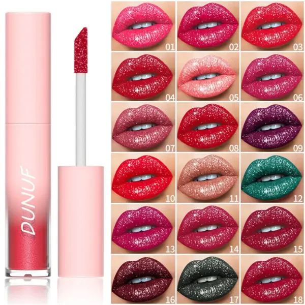 Waterproof Diamond Shimmer Glitter Lip Gloss 18 Colors